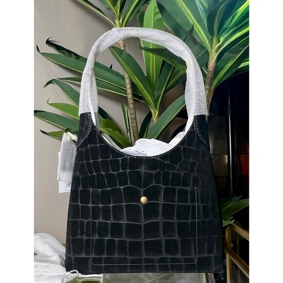 BEAUTIUL COACH Black Croc-Embossed Suede and leather Brooklyn 28 MSRP 395.00 - Picture 4 of 9